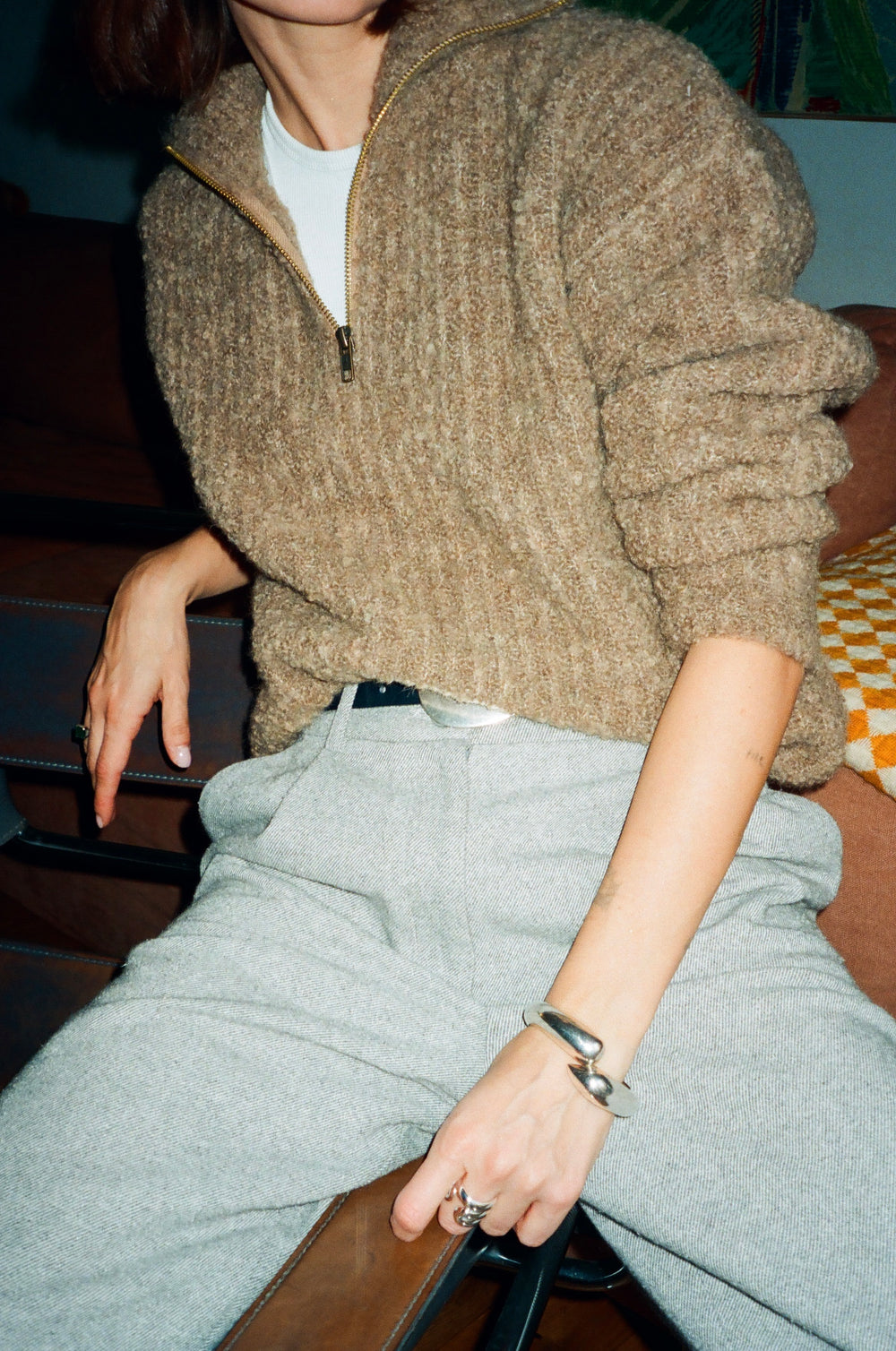 SWETER WEŁNIANY MELODY BRĄZOWY