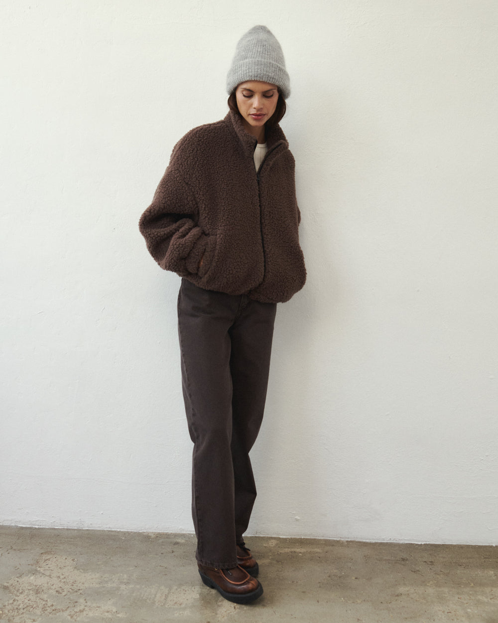 VESTE EN LAINE TOS MARRON
