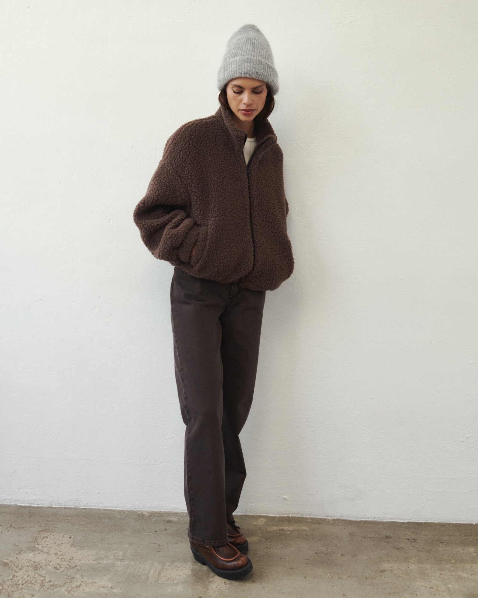 VESTE EN LAINE TOS MARRON

