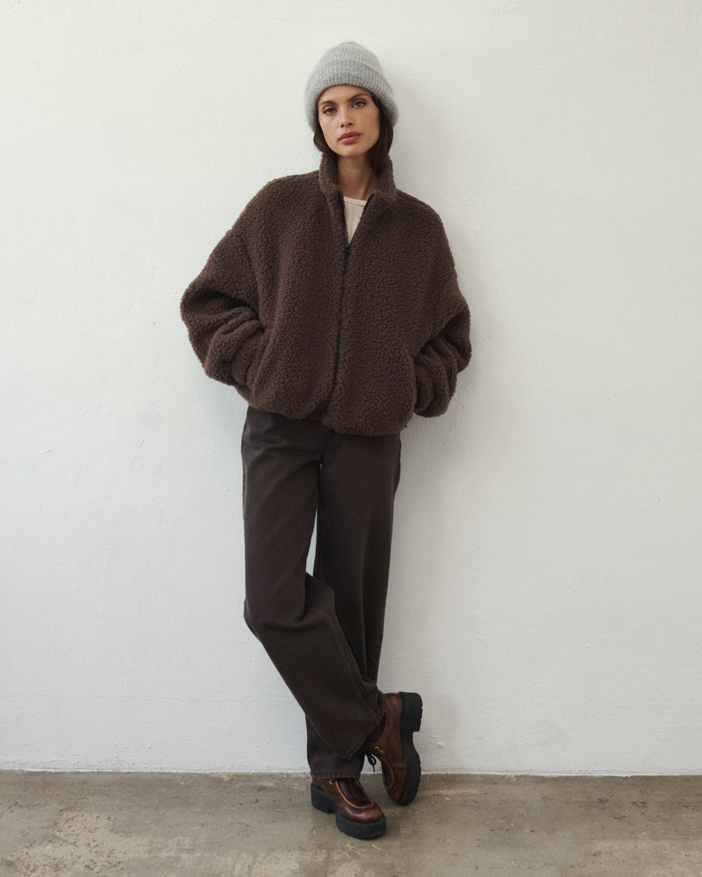 VESTE EN LAINE TOS MARRON
