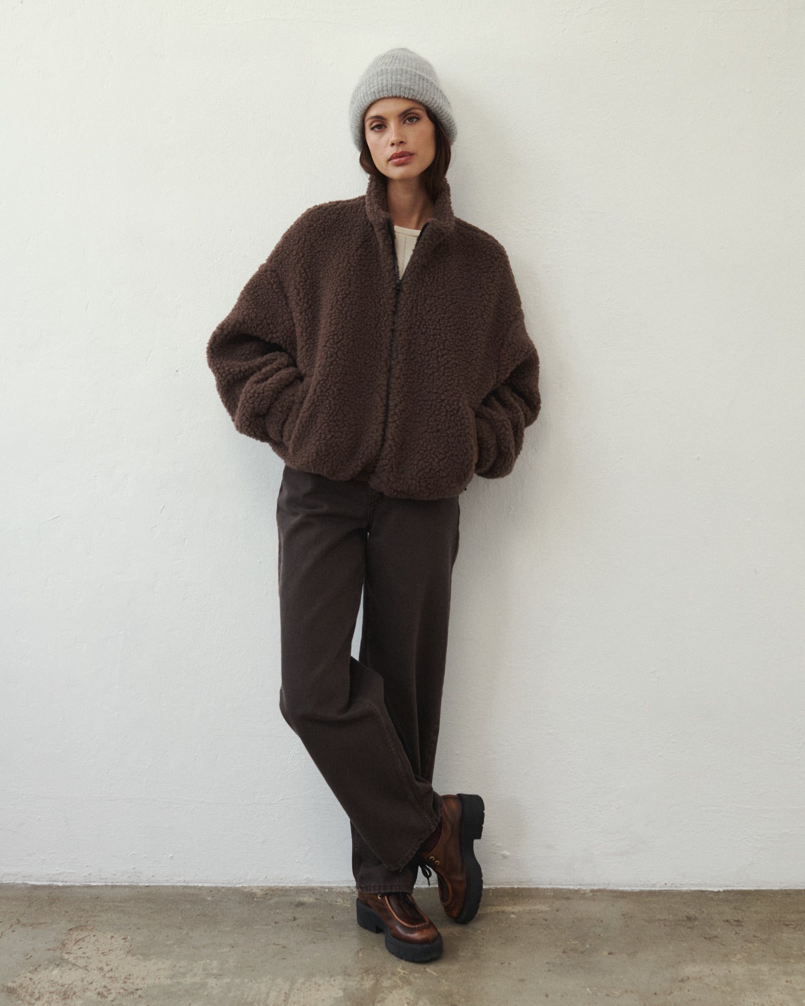 VESTE EN LAINE TOS MARRON
