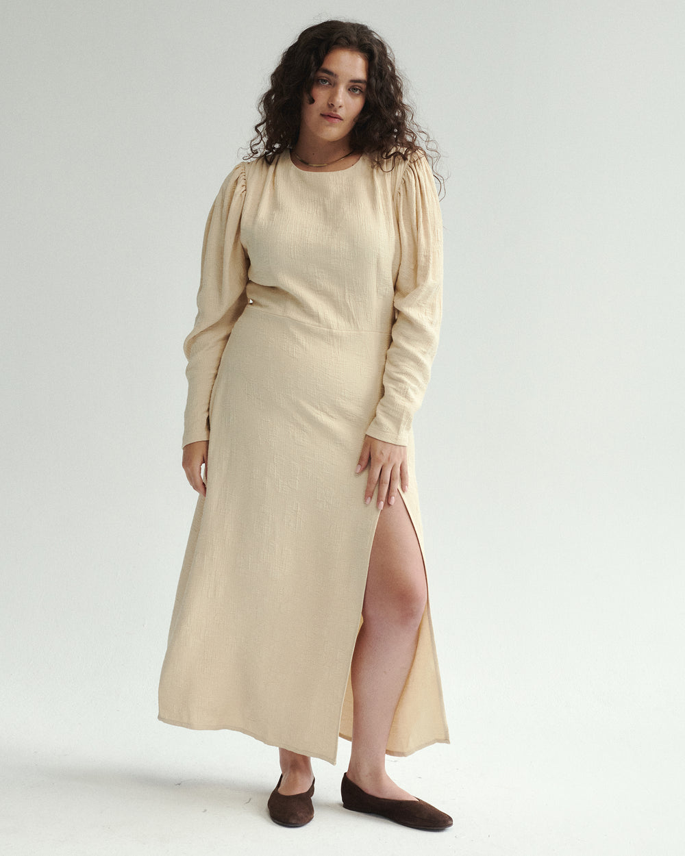 VELVET ROBE MAXI ÉCRU