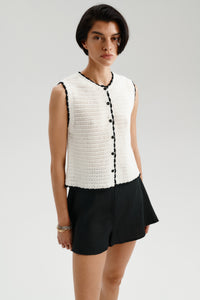 CAMEO KNITTED TOP ECRU