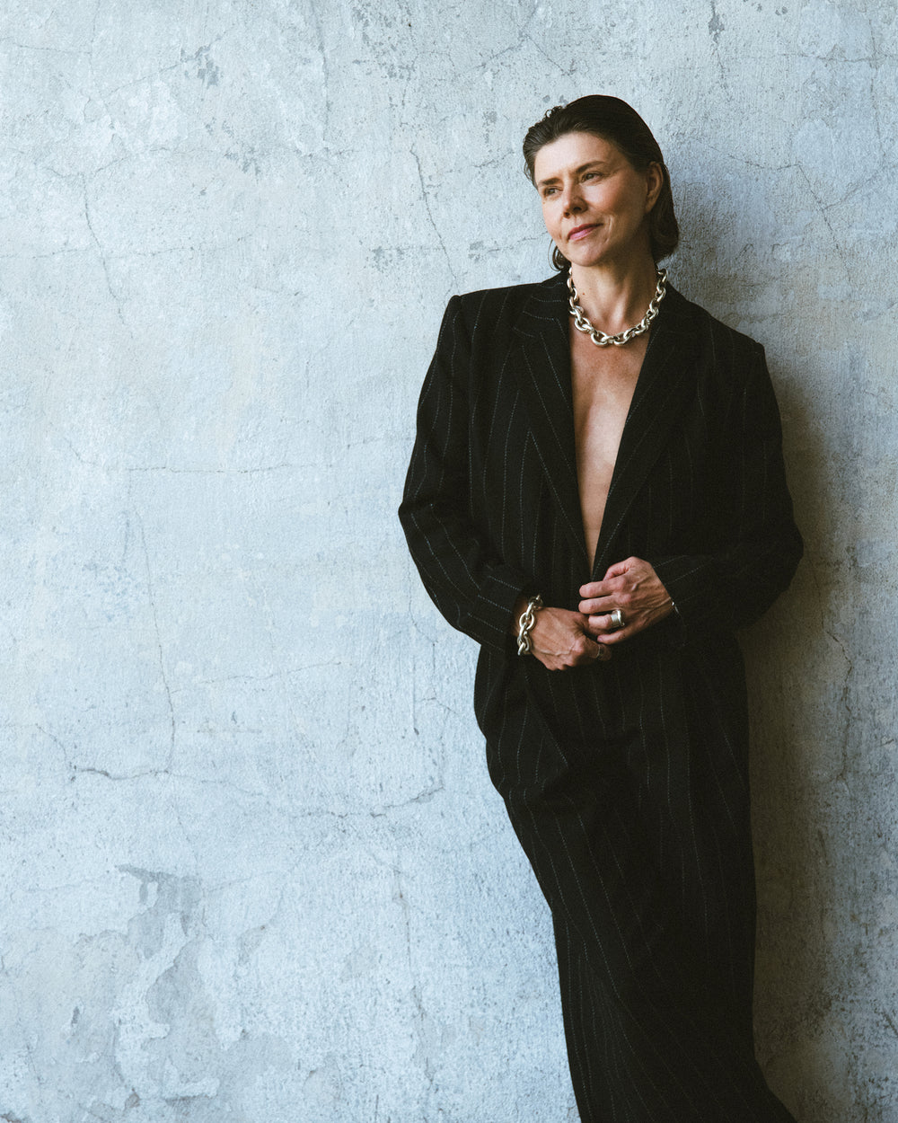 VESTE EN LAINE ELLIS À RAYURES NOIRES