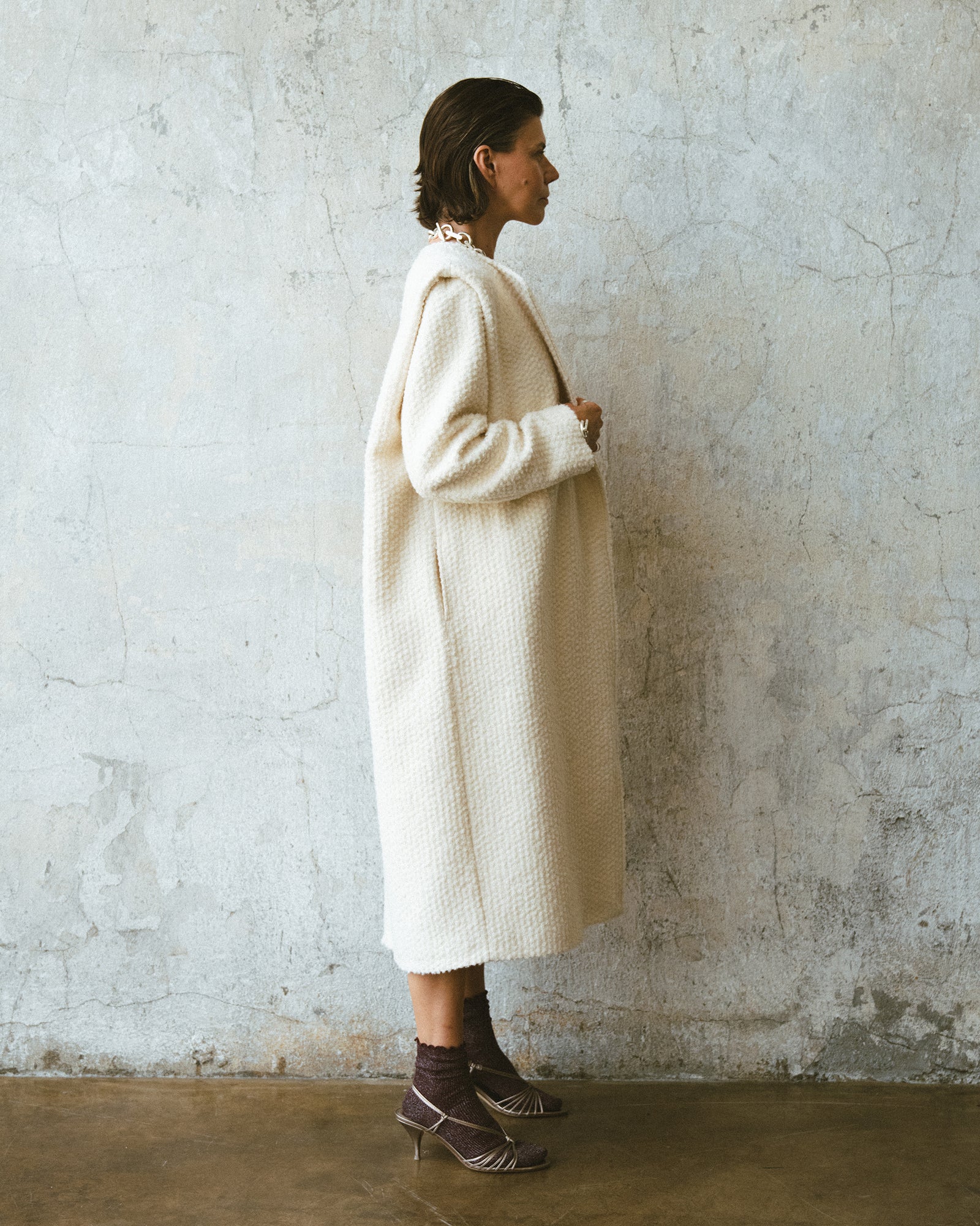 CLAIRE MANTEAU BLANC CASSÉ