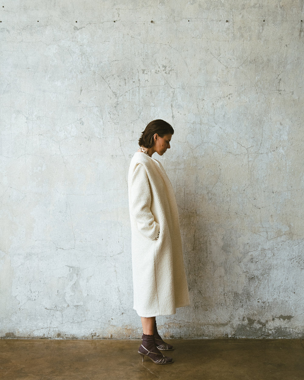 CLAIRE MANTEAU BLANC CASSÉ