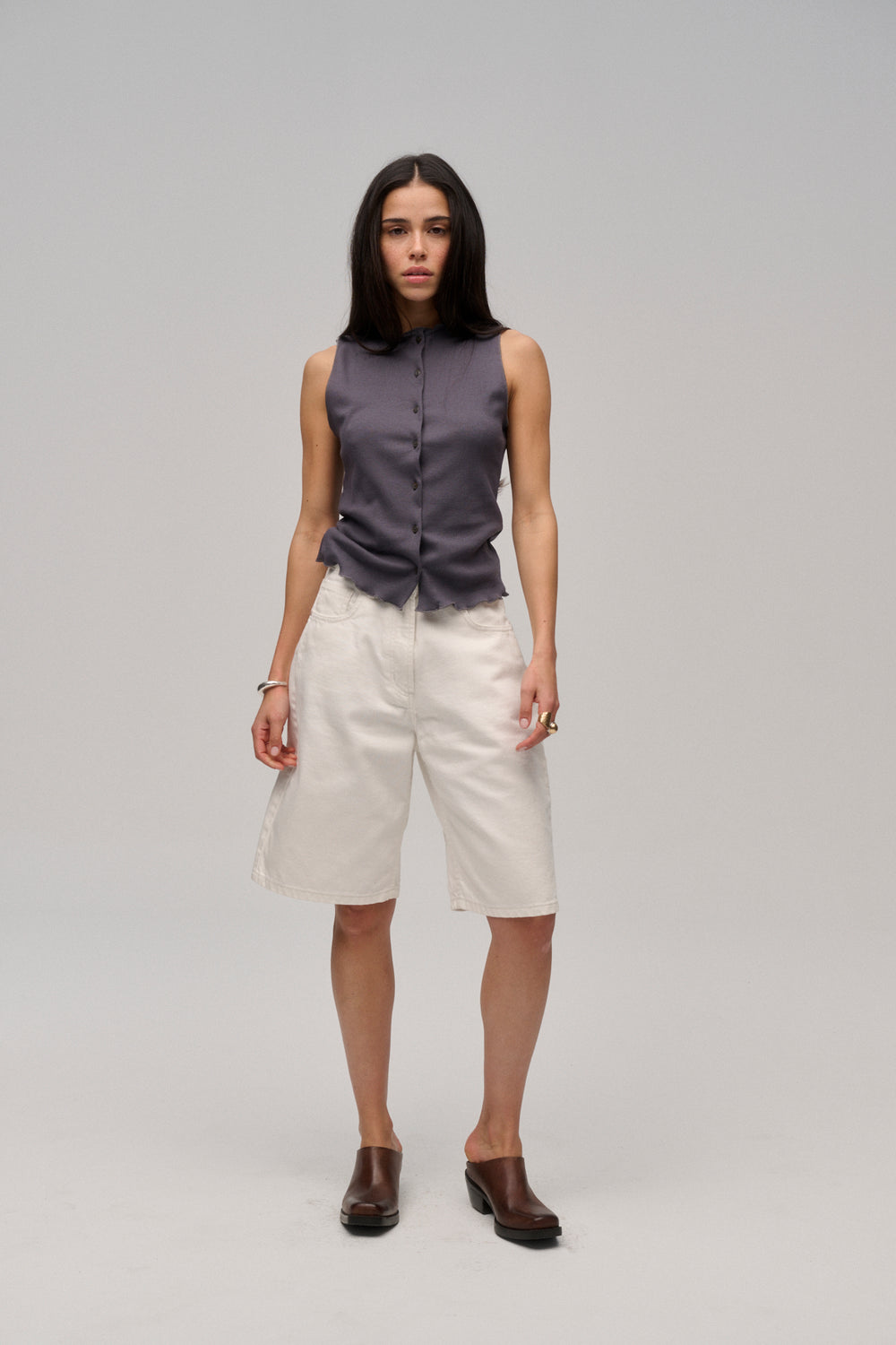 BERMUDY JEANSOWE JUST WIDE WHITE