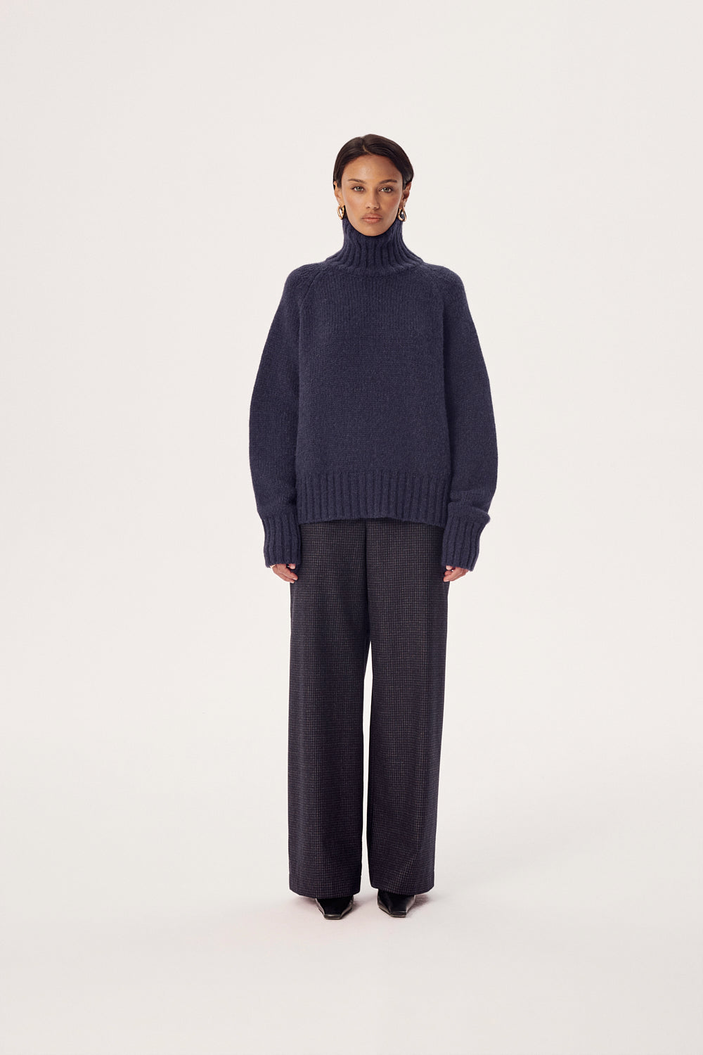 SPODNIE WEŁNIANE MASON NAVY CHECK