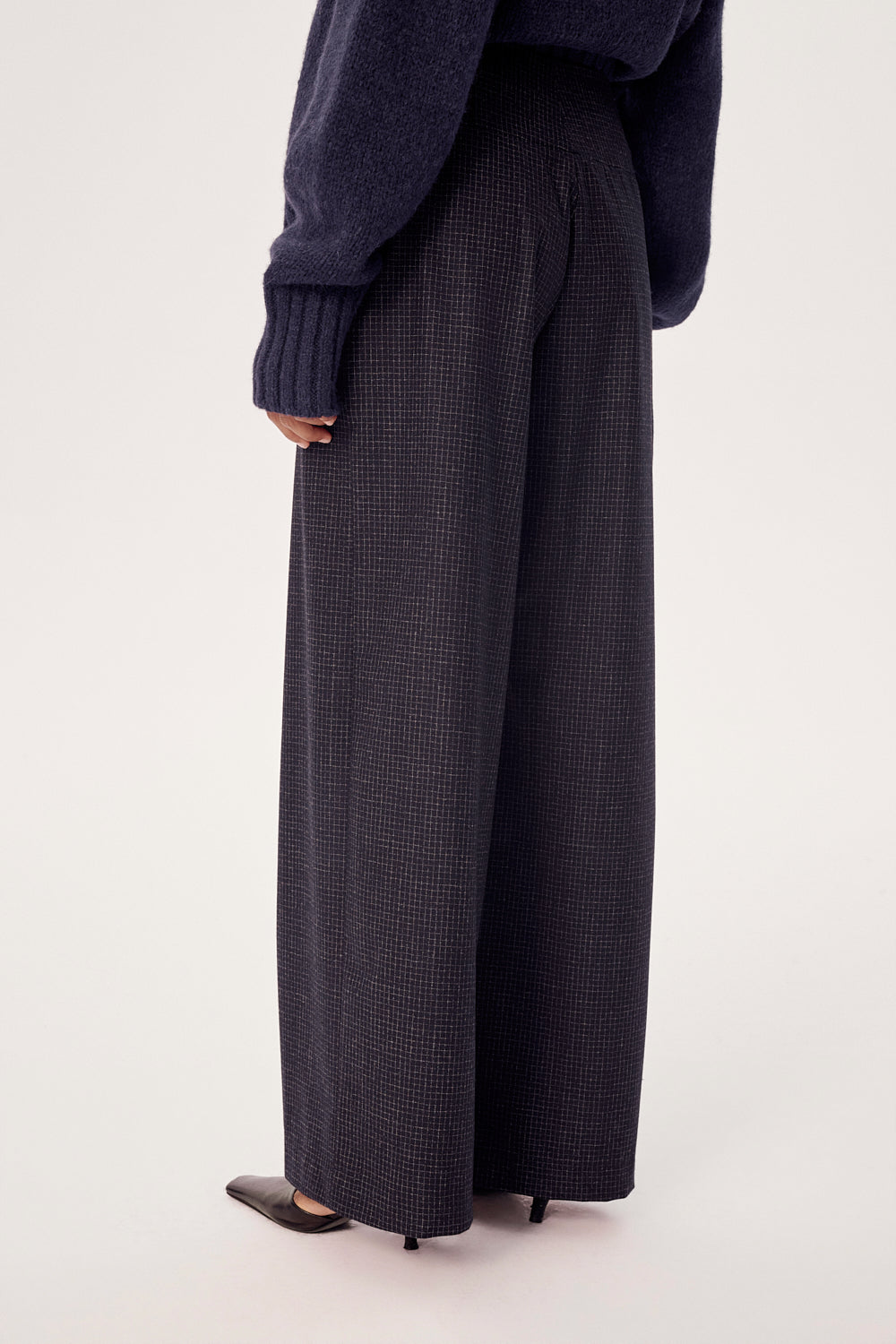 SPODNIE WEŁNIANE MASON NAVY CHECK