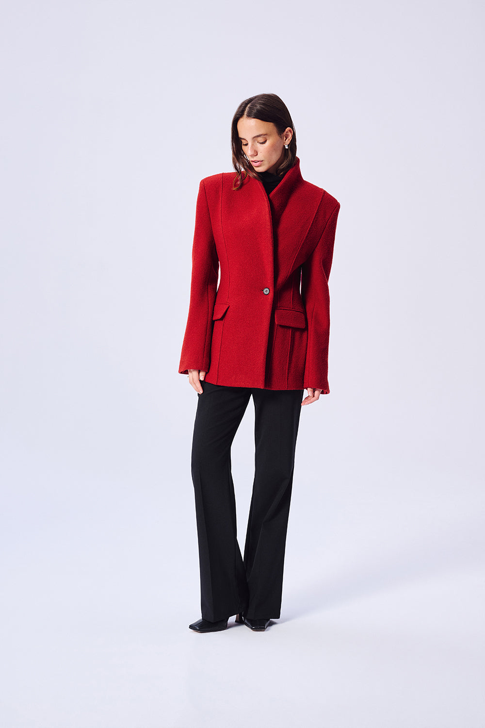MARYNARKA WEŁNIANA SUITS RED