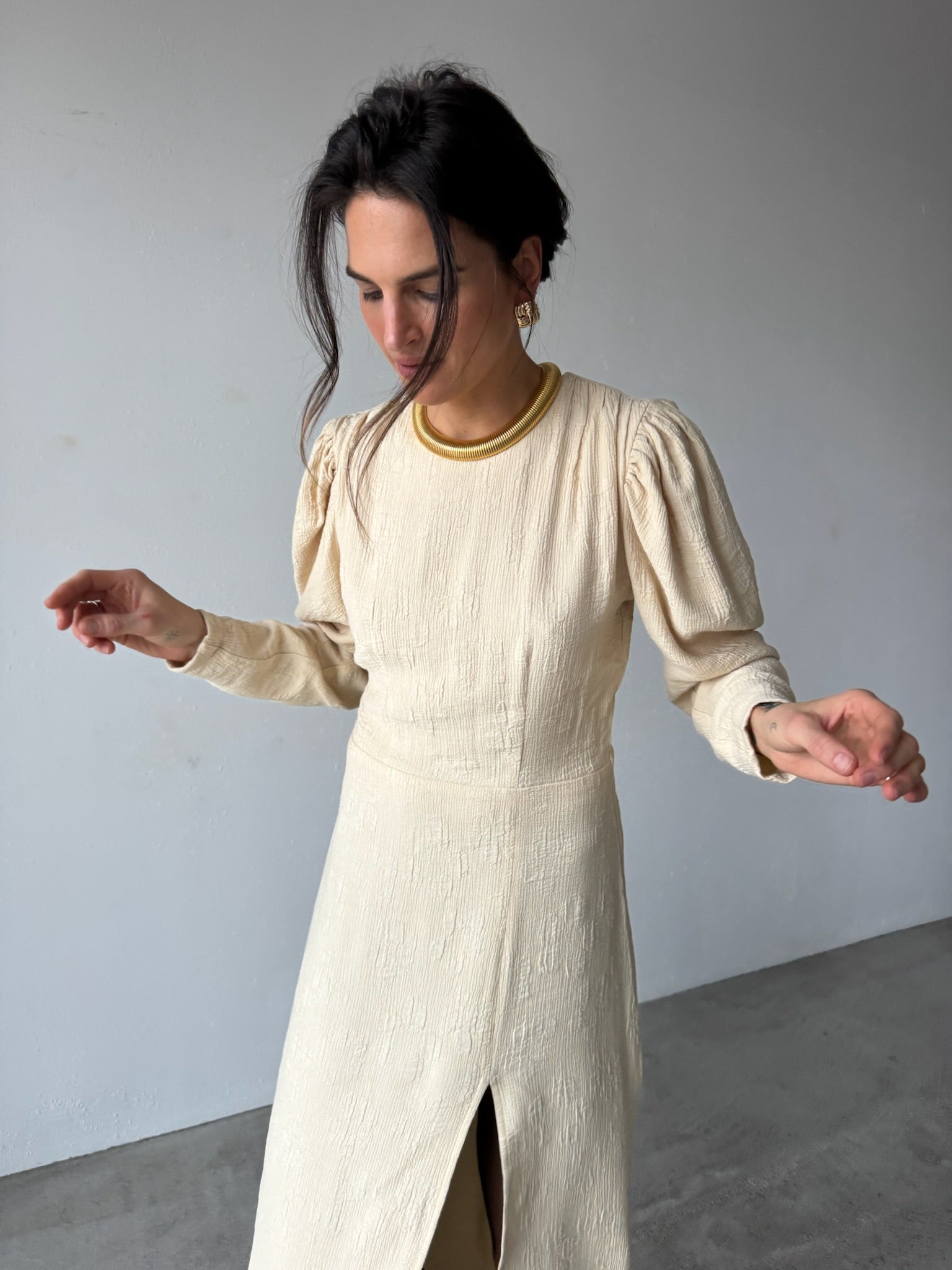 VELVET ROBE MAXI ÉCRU