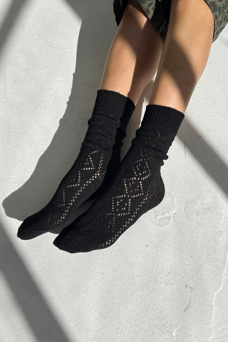 LE BON SHOPPE SKARPETKI MODAL EYELET JET BLACK